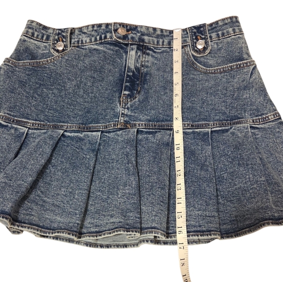 Wild Fable Y2k 90s Women's 16 Denim Jean Flare Mini Skirt Tennis Pleats Blue - Picture 4 of 5